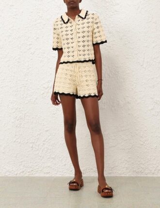 Aster Crochet Shorts Cream/Black Online