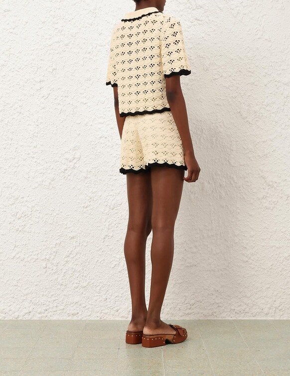 Aster Crochet Shorts Cream/Black Online Aster Crochet Shorts Cream/Black Online