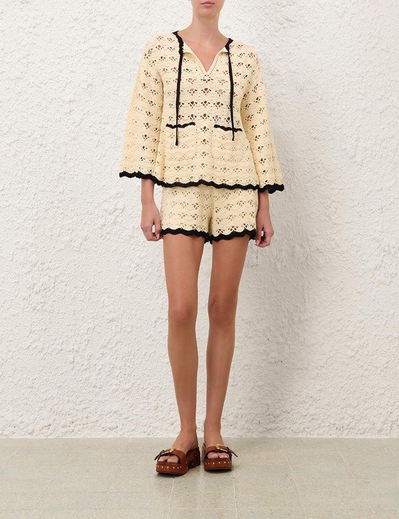 Aster Crochet Shorts Cream/Black Online Aster Crochet Shorts Cream/Black Online