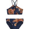 Bikinis Aster Kids à dos croisé en imprimé jacobéen bleu marine en ligne
