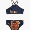 Bikinis Aster Kids à dos croisé en imprimé jacobéen bleu marine en ligne