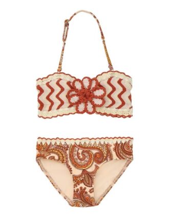 Bikinis en crochet Patience pour enfants, motif cachemire crème/orange, en ligne