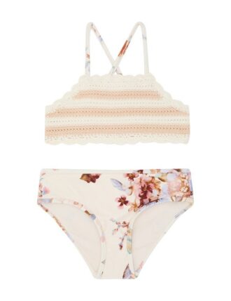 Bikinis en maille Awaken Kids, motif floral multicolore ivoire, en ligne