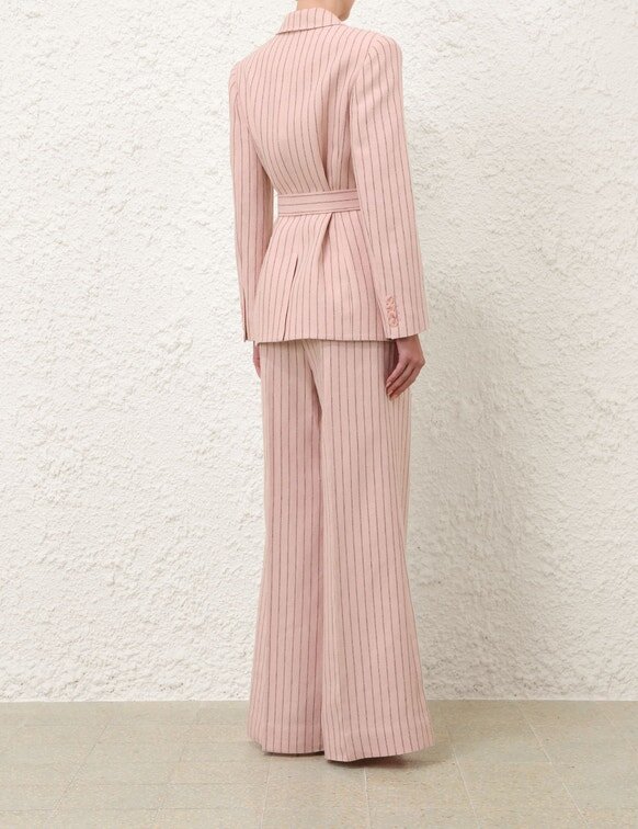 Blazer en lin à ceinture Alchemy à rayures rose chocolat en ligne Blazer en lin à ceinture Alchemy à rayures rose chocolat en ligne