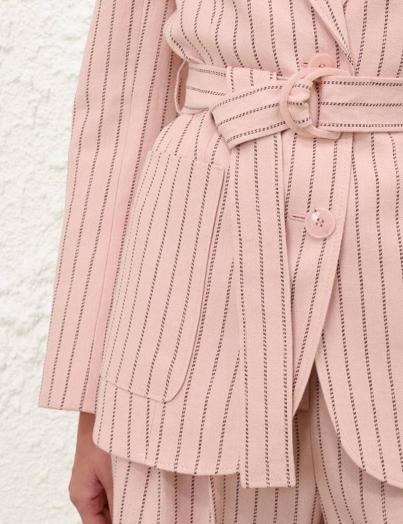 Blazer en lin à ceinture Alchemy à rayures rose chocolat en ligne Blazer en lin à ceinture Alchemy à rayures rose chocolat en ligne