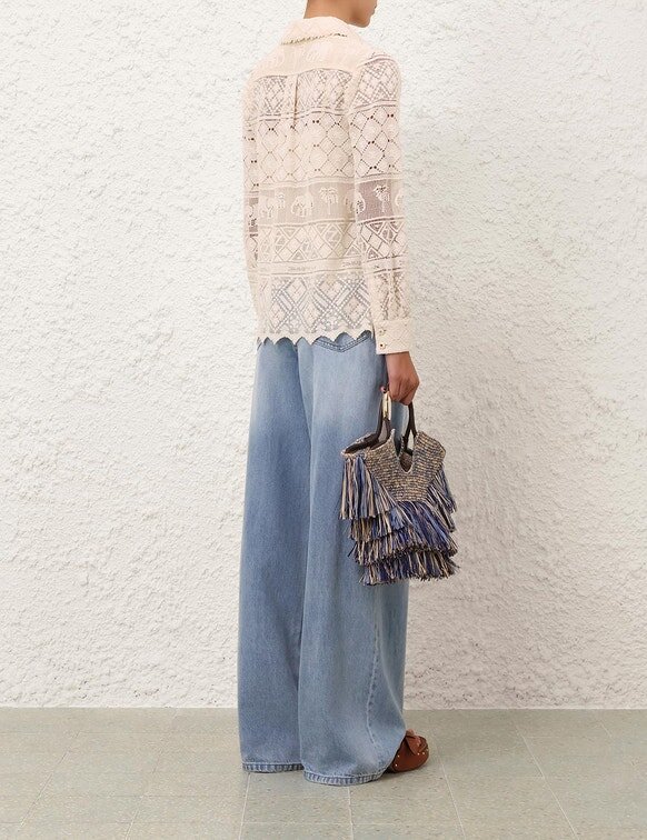 Blouse brodée Aster, couleur crème, en ligne Blouse brodée Aster, couleur crème, en ligne