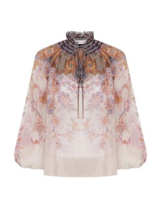 Blouse Luna Billow bleu crème à motif cachemire en ligne