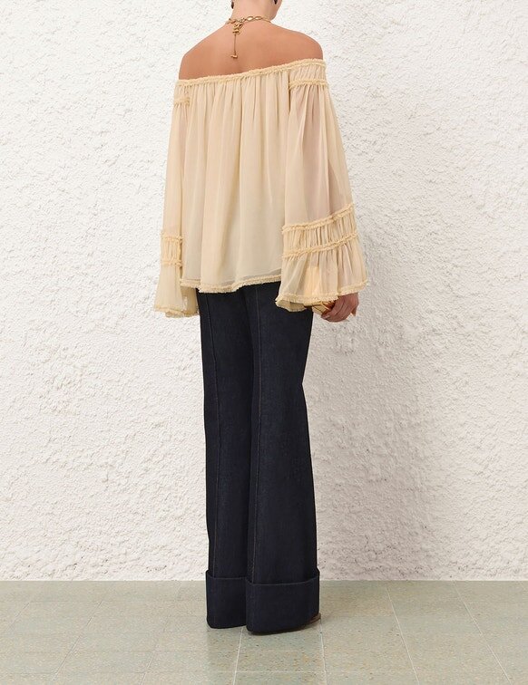 Blouse Rebellion Fray Flutter couleur crème en ligne Blouse Rebellion Fray Flutter couleur crème en ligne