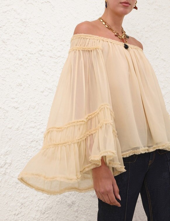 Blouse Rebellion Fray Flutter couleur crème en ligne Blouse Rebellion Fray Flutter couleur crème en ligne