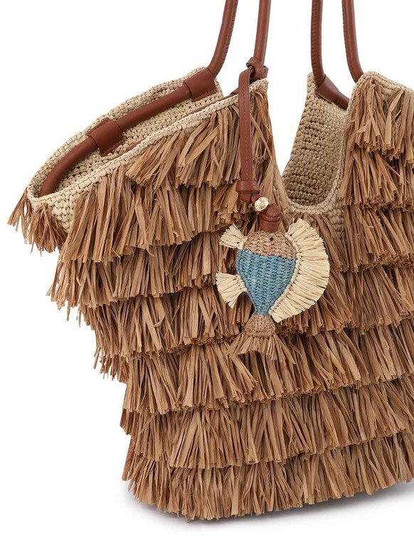 Breloque pour sac en raphia « Fish » turquoise en ligne Breloque pour sac en raphia « Fish » turquoise en ligne