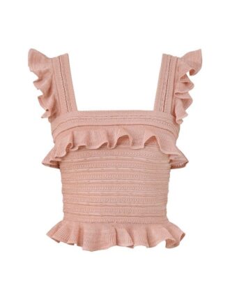 Caraco à volants Rebellion en rose doré métallisé en ligne