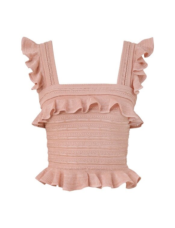 Caraco à volants Rebellion en rose doré métallisé en ligne Caraco à volants Rebellion en rose doré métallisé en ligne