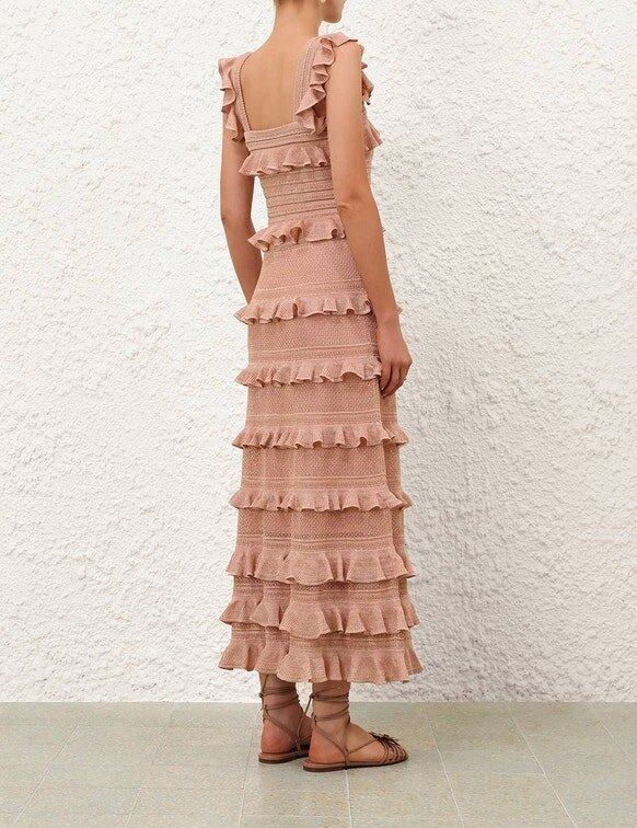 Caraco à volants Rebellion en rose doré métallisé en ligne Caraco à volants Rebellion en rose doré métallisé en ligne