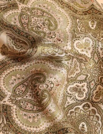Carré en soie imprimé 55 cm Olive Perla Paisley en ligne