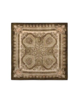 Carré en soie imprimé 55 cm Olive Perla Paisley en ligne