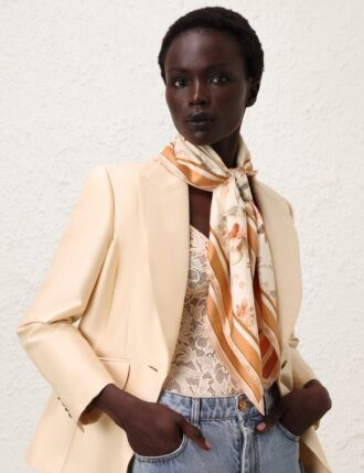 Carré en soie imprimée 90 crème Songbird en ligne