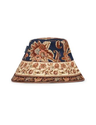 Chapeau bob à large bord imprimé Navy Jacobean en ligne