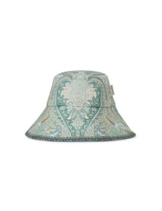 Chapeau bob à large bord imprimé Tapestry Teal Multi en ligne