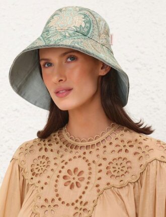 Chapeau bob à large bord imprimé Tapestry Teal Multi en ligne