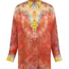 Chemise ample en satin Alchemy, coloris rubis tie-dye, en ligne Chemise ample en satin Alchemy, coloris rubis tie-dye, en ligne