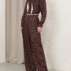 Pantalon droit à pois chocolat en ligne Pantalon droit à pois chocolat en ligne