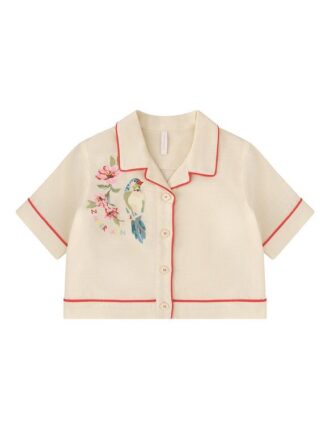 Chemise brodée Aster Kids ivoire en ligne