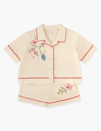 Chemise brodée Aster Kids ivoire en ligne