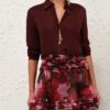 Chemise en satin Luna couleur vin en ligne
