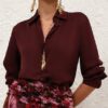 Chemise en satin Luna couleur vin en ligne