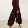 Chemise en satin Luna couleur vin en ligne