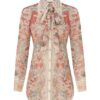 Chemise à nœud papillon Rebellion, motif floral rouille, en ligne Chemise à nœud papillon Rebellion, motif floral rouille, en ligne