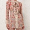 Chemise à nœud papillon Rebellion, motif floral rouille, en ligne Chemise à nœud papillon Rebellion, motif floral rouille, en ligne