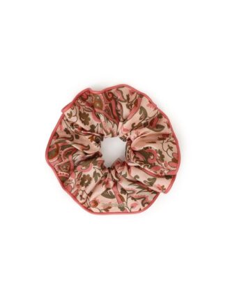 Chouchou en soie imprimé motif floral paisley rose en ligne