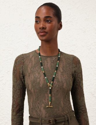 Collier Mellow Stone en or antique/malachite en ligne
