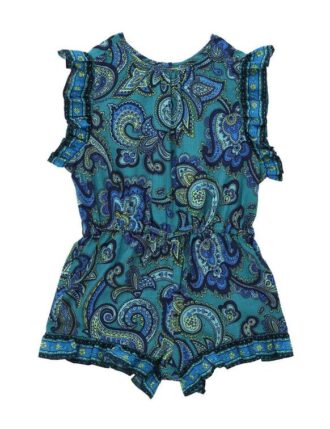 Combishort à volants Patience pour enfants, motif paisley bleu, en ligne