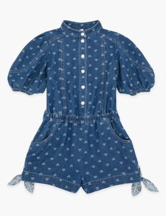 Combishorts en denim pour enfants Awaken, bleu jacquard, en ligne