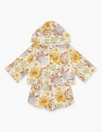 Couverture à capuche pour enfants Daylight, imprimé floral crème, en ligne