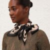 Foulard en soie imprimé 90 cm à rayures noires en ligne Foulard en soie imprimé 90 cm à rayures noires en ligne