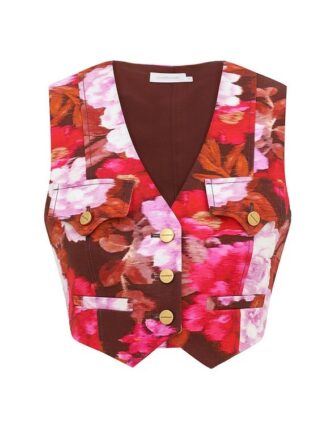 Gilet en drill imprimé Luna, couleur Chocolate Rose, en ligne