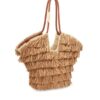 Goldentime Sac fourre-tout à franges moyen Rayures et franges beige En ligne