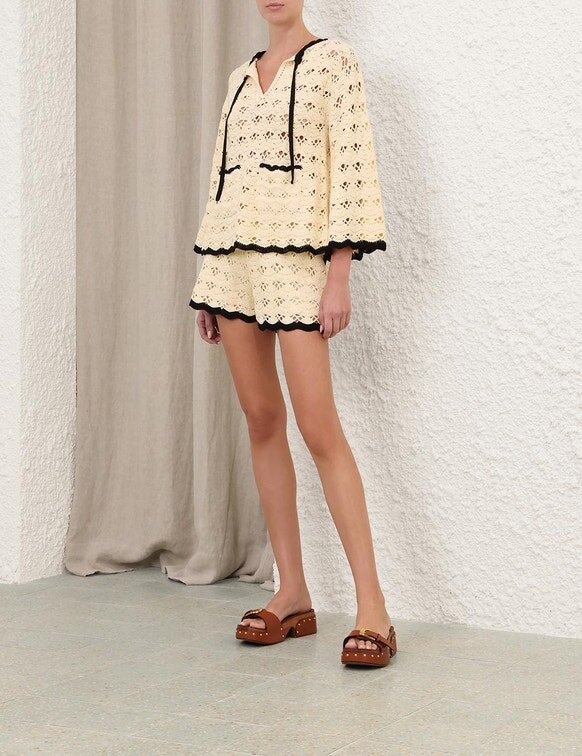 Aster Crochet Shorts Cream/Black Online Aster Crochet Shorts Cream/Black Online