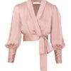 Haut cache-cœur en soie Dusty Rose en ligne Haut cache-cœur en soie Dusty Rose en ligne
