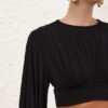 Haut à corsage chauve-souris Luna noir en ligne Haut à corsage chauve-souris Luna noir en ligne
