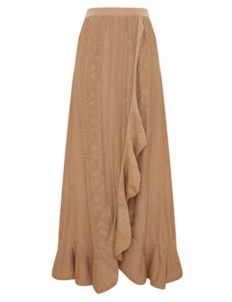 Jupe Aster en pointelle métallisée dorée en ligne