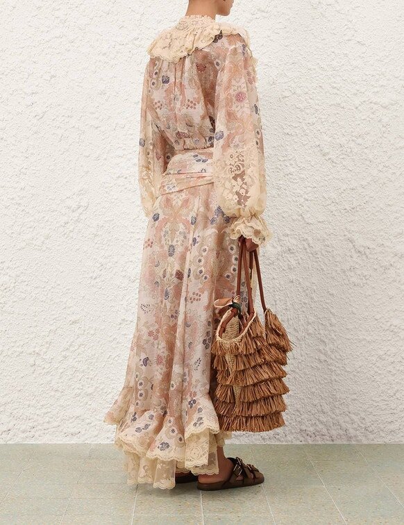 Jupe longue en dentelle Rebellion à motif floral crème en ligne Jupe longue en dentelle Rebellion à motif floral crème en ligne