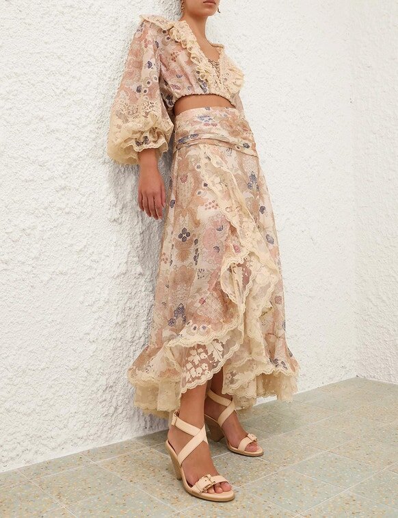 Jupe longue en dentelle Rebellion à motif floral crème en ligne Jupe longue en dentelle Rebellion à motif floral crème en ligne