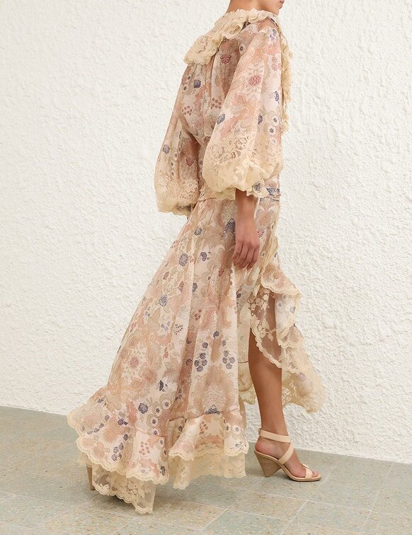 Jupe longue en dentelle Rebellion à motif floral crème en ligne Jupe longue en dentelle Rebellion à motif floral crème en ligne