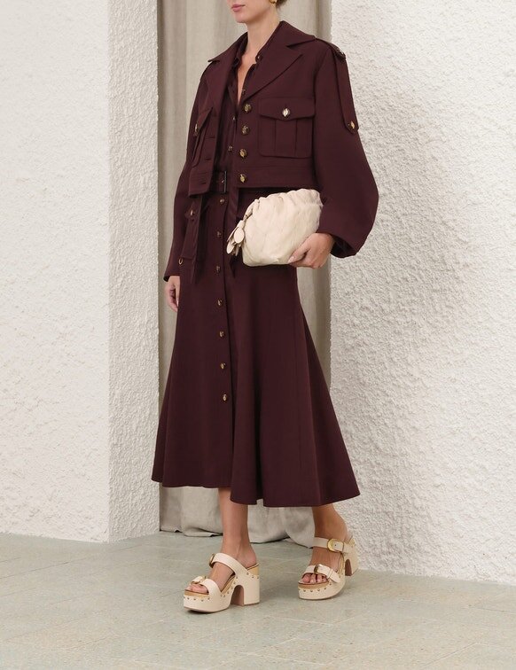 Jupe midi en laine Luna couleur acajou en ligne Jupe midi en laine Luna couleur acajou en ligne