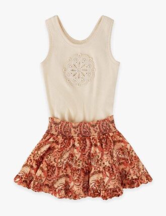 Jupe à ourlet bouffant Aster Kids à motif floral paisley rose en ligne