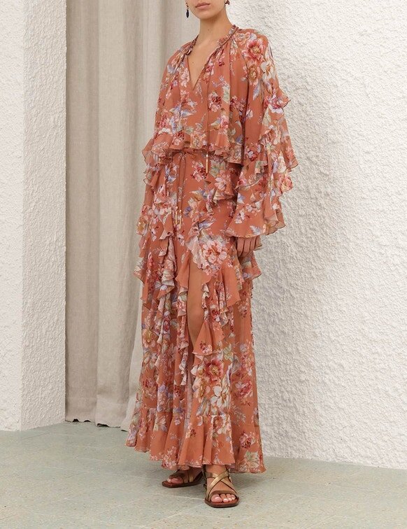 Blouse à volants Awaken motif floral cannelle en ligne Blouse à volants Awaken motif floral cannelle en ligne